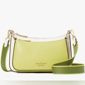 Kate Spade Fern Moss Duet Colorblock Saffiano Leather Crossbody NWT Retail$349